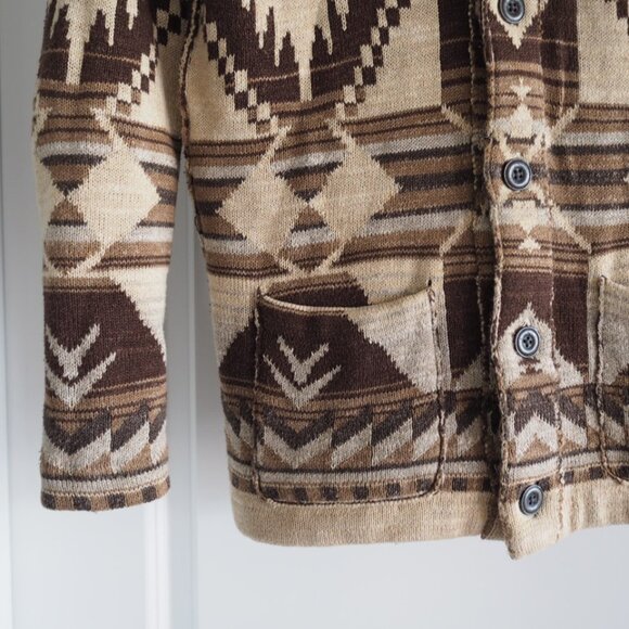 Rare! Ralph Lauren Blue Label Aztec Print Navajo Men's Cardigan Sweater Size M - Picture 2 of 12